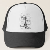 Typografie-kalligrafie Parijs Frankrijk Eiffel Tow Trucker Pet (Voorkant)