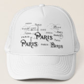 Typografie-kalligrafie Parijs Frankrijk Eiffel Tow Trucker Pet (Voorkant)