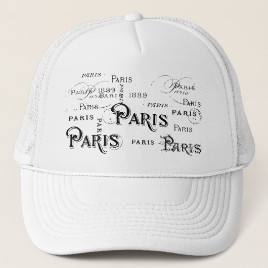 Typografie-kalligrafie Parijs Frankrijk Eiffel Tow Trucker Pet (Voorkant)