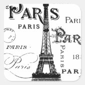 Typografie-kalligrafie Parijs Frankrijk Eiffel Tow Vierkante Sticker (Voorkant)