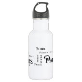 Typografie-kalligrafie Parijs Frankrijk Eiffel Tow Waterfles (Voorkant)