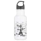 Typografie-kalligrafie Parijs Frankrijk Eiffel Tow Waterfles (Voorkant)