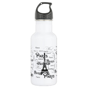 Typografie-kalligrafie Parijs Frankrijk Eiffel Tow Waterfles