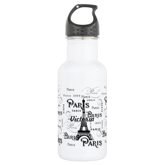 Typografie-kalligrafie Parijs Frankrijk Eiffel Tow Waterfles (Voorkant)