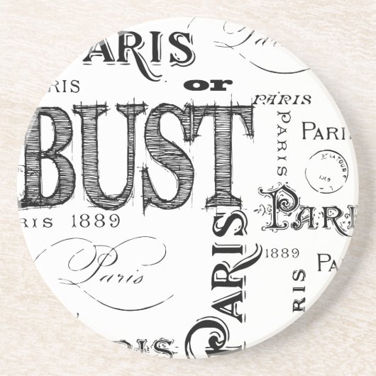 Typografie-kalligrafie Parijs Frankrijk Eiffel Tow Zandsteen Onderzetter (Voorkant)