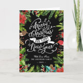 Typografie Kerst en Gelukkig Nieuwjaar Feestdagen Kaart (Voorkant)