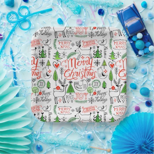 Typografie kerst papieren bordje (Feest)