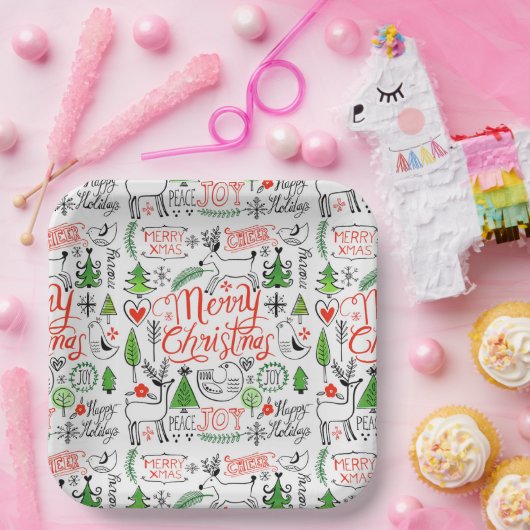 Typografie kerst papieren bordje (Feest)