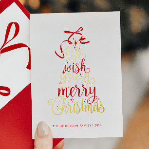 Typografie Kerstboom Folie Vakantie Kaart