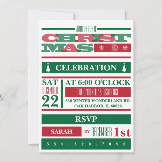 Typografie kerstfeest kaart (Voorkant)