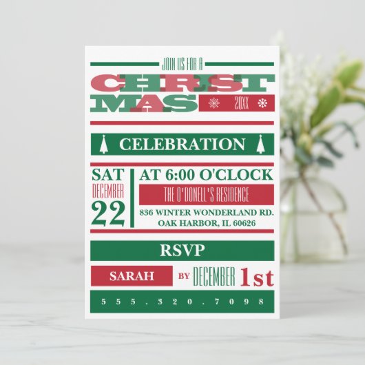 Typografie kerstfeest kaart (Staand voorkant)
