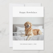 Typografie Kerstmis Gelukkig Hoe-wauw-dagen Hond F Feestdagenkaart (Voorkant)