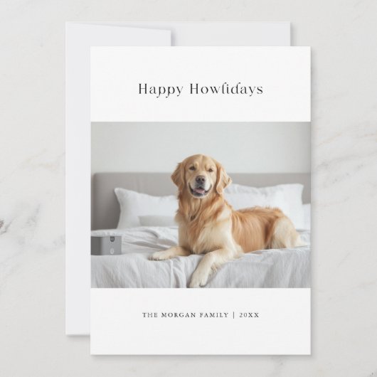 Typografie Kerstmis Gelukkig Hoe-wauw-dagen Hond F Feestdagenkaart (Voorkant)