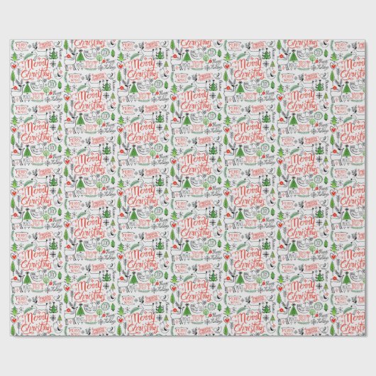 Typografie-kersttissue paper cadeaupapier (Vlak)