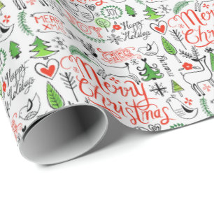Typografie-kersttissue paper cadeaupapier