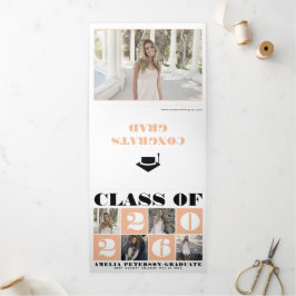 Typografie Klasse van 2025 foto collage perzik Drieluik Aankondiging