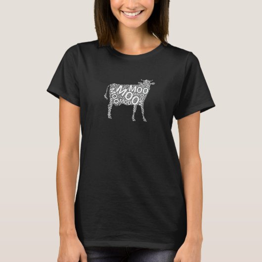 Typografie Koe Boerderij Dier T-shirt (Voorkant)