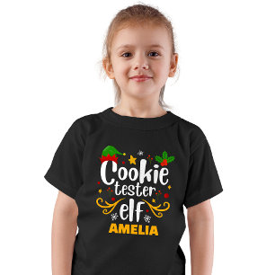 Typografie Koekjestester Elf Familie Matching T-shirt