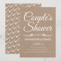 Typografie kraft paper koppels douchebruiloft