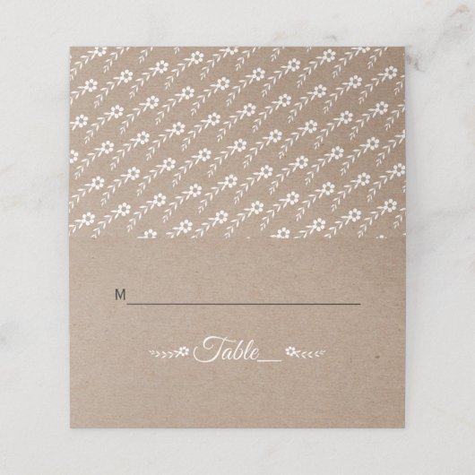 Typografie kraftpapier rustieke bruiloft escort ka plaatskaartje (Buitenkant ongevouwen)
