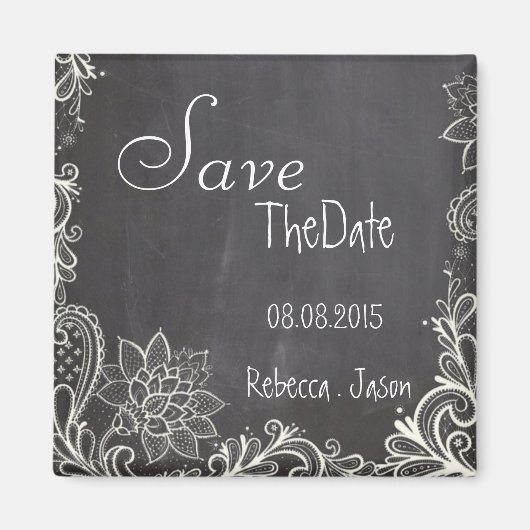  typografie Krijtbord opslaan van de datum Magneet (Voorkant)