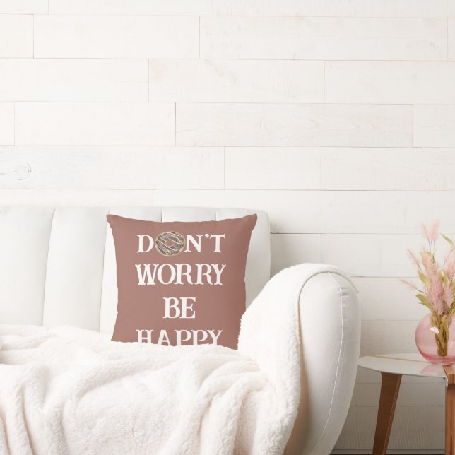 Typografie Kussensloop 'Don't Worry Be Happy' Kussen (Bank)