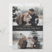 Typografie lachen helemaal kerstfoto feestdagenkaart (Voorkant)