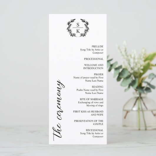 Typografie Laurel Wreath Monogram Wedding (Staand voorkant)
