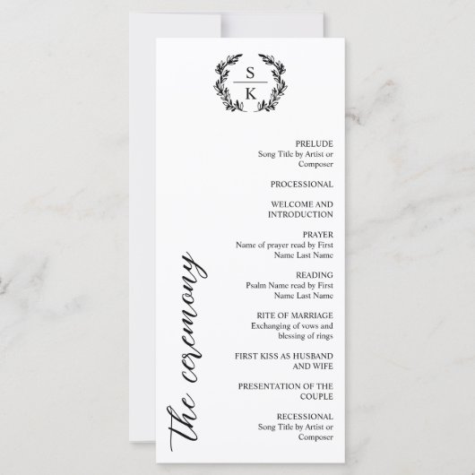 Typografie Laurel Wreath Monogram Wedding (Voorkant)