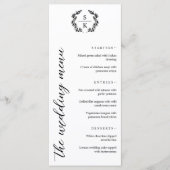 Typografie Laurel Wreath Monogram Wedding Menu (Voorkant)