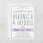 Typografie lavendel bruiloft verlovingsfeestje kaart (Voorkant)