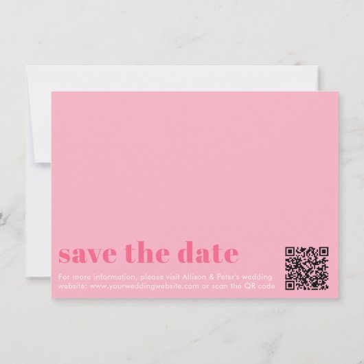 Typografie Levendig Roze Magenta Monogram Huwelijk Save The Date (Achterkant)