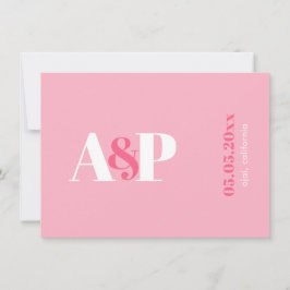 Typografie Levendig Roze Magenta Monogram Huwelijk Save The Date
