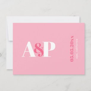 Typografie Levendig Roze Magenta Monogram Huwelijk Save The Date