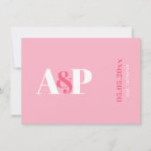 TYPOGRAFIE Levendig Roze Magenta Monogram Trouwen Save The Date (Voorkant)