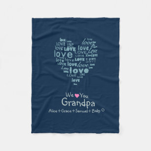 Typografie Love Heart "We Love You" gepersonalisee Fleece Deken