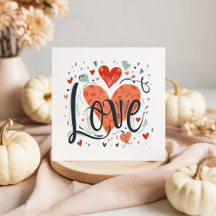 Typografie Love Hearts Valentijnsdag Kaart Notitiekaartje