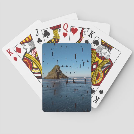 Typografie LOVE Masker Custom Seascape Foto Pokerkaarten (Achterkant)