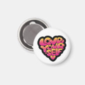 Typografie 'Love Yourself' Hart Sticker Magneet (Voorkant / Achterkant)