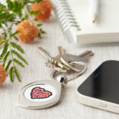 Typografie 'Love Yourself' Hart Sticker  Sleutelhanger (Zijkant)