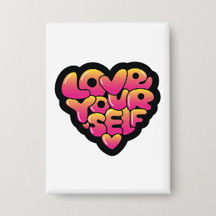 Typografie 'Love Yourself' Hartsticker Button