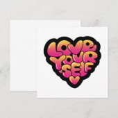 Typografie 'Love Yourself' Hartsticker  Kaart (Voorkant / Achterkant)