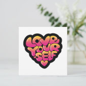 Typografie 'Love Yourself' Hartsticker  Kaart (Staand voorkant)
