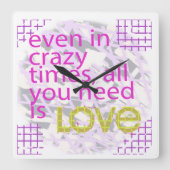 Typografie Loving Inspiration Vierkante Klok (Voorkant)