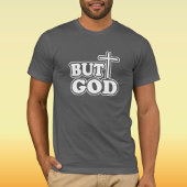 Typografie 'maar God' Bijbelvers Grijs Personalise T-shirt