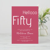 Typografie Magenta Rood Modern 50ste verjaardag Kaart (Staand voorkant)