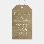 Typografie Mason Jar Burlap Tafelnummer Cadeaulabel (Achterkant)