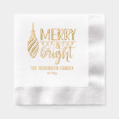 Typografie Merry en Bright Bauble Naam | Datum Folie Servetten (Voorkant)