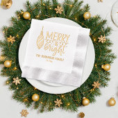 Typografie Merry en Bright Bauble Naam | Datum Folie Servetten