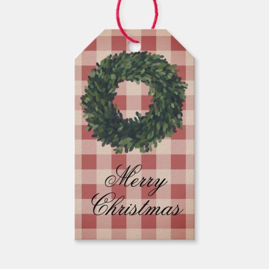 Typografie met de rode kerst "Merry Kerstmis" Cadeaulabel (Voorkant)